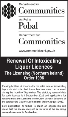 Renewal Of Intoxicating Liquor Licences